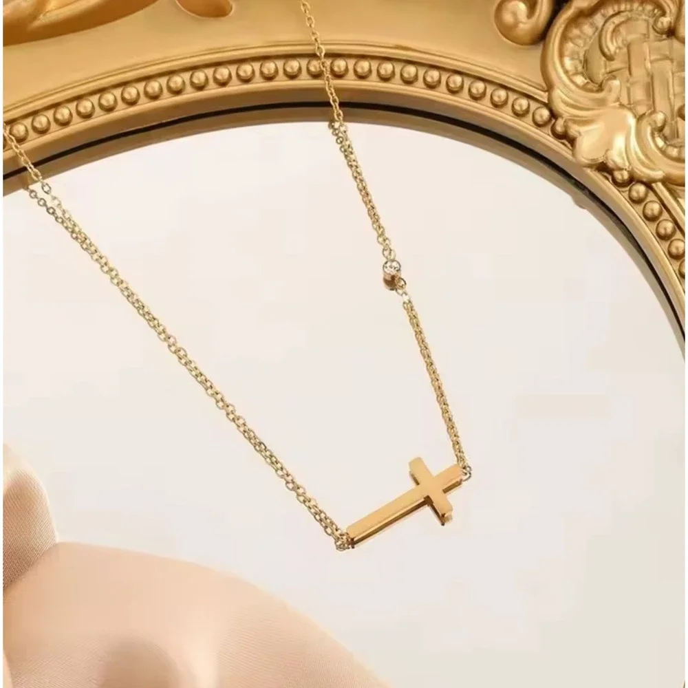 Cross Necklace | 14k Hypoallergenic Stainless Steel | Dainty Faith Jewelry - Picture 5 of 6